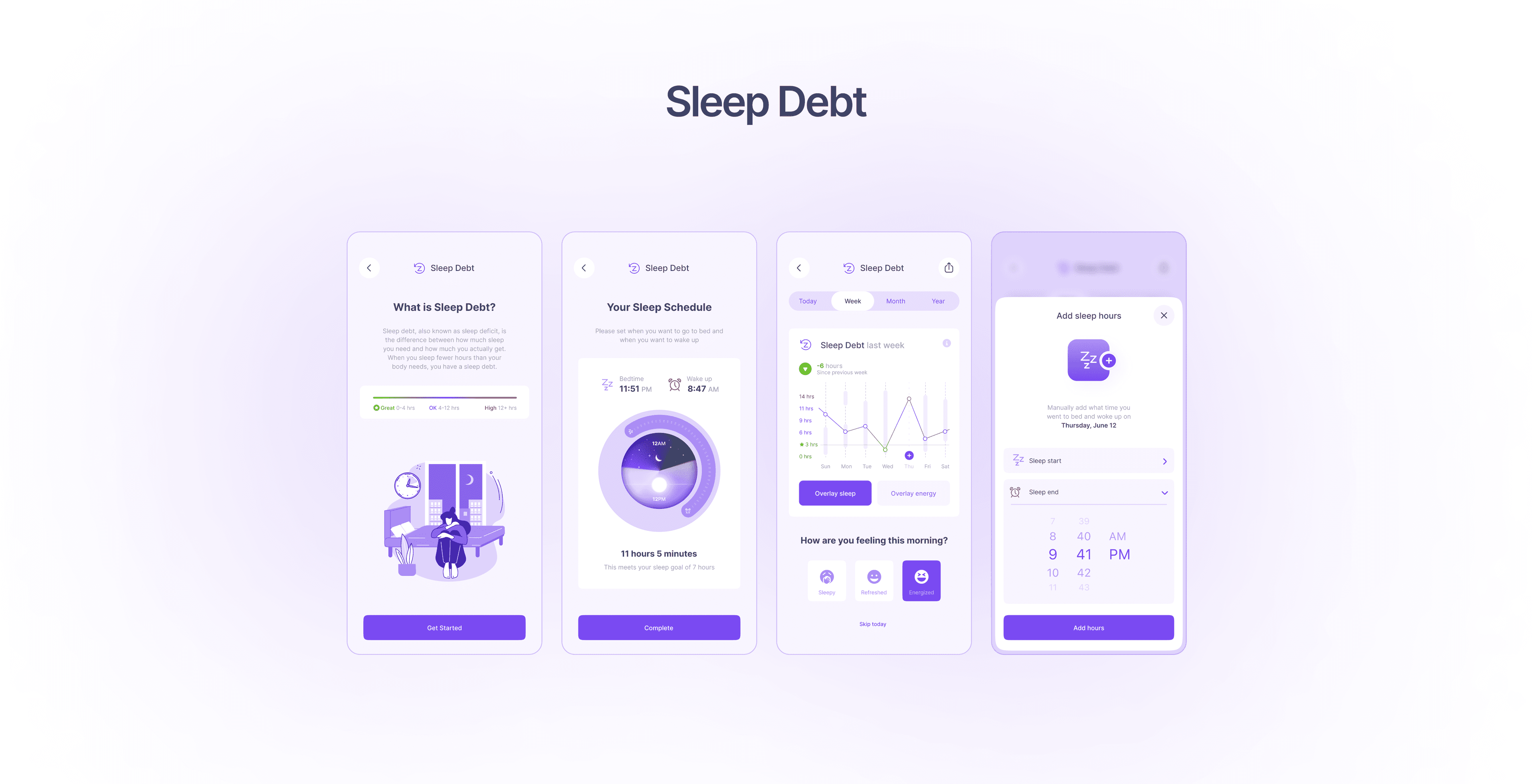 Sleep Debt App Interface